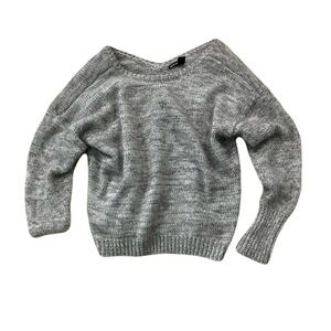 DKNY Marled Gray Boatneck Knit Sweater